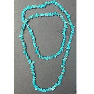 Bohemian Style Long Natural Stone Turquoise Necklace - 31.5 Inches Length